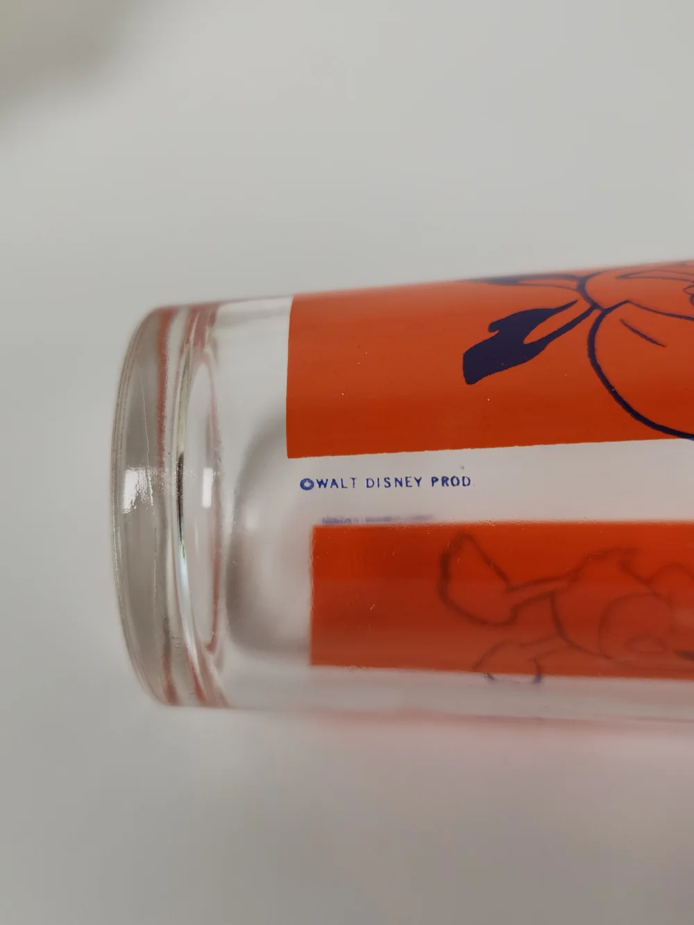 Vintage Donald Duck & Daisy Duck Orange Glass Tumbler | Vintage Walt Disney